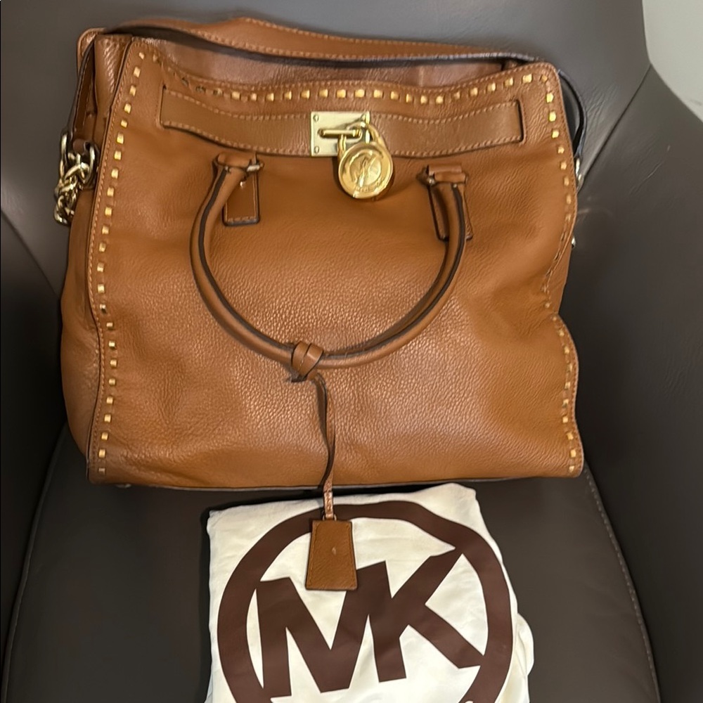 Michael Kors Brown Studded Leather Tote